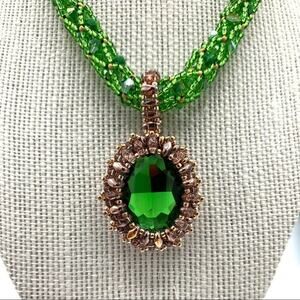 Crystal rope necklace with bezeled‎ crystal pendant New! An OilNana creation